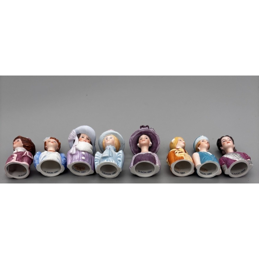 Vintage Avon 7 Ladies of American Fashion Porcelain Thimble Set Circa. 1980s - Picture 6 of 10